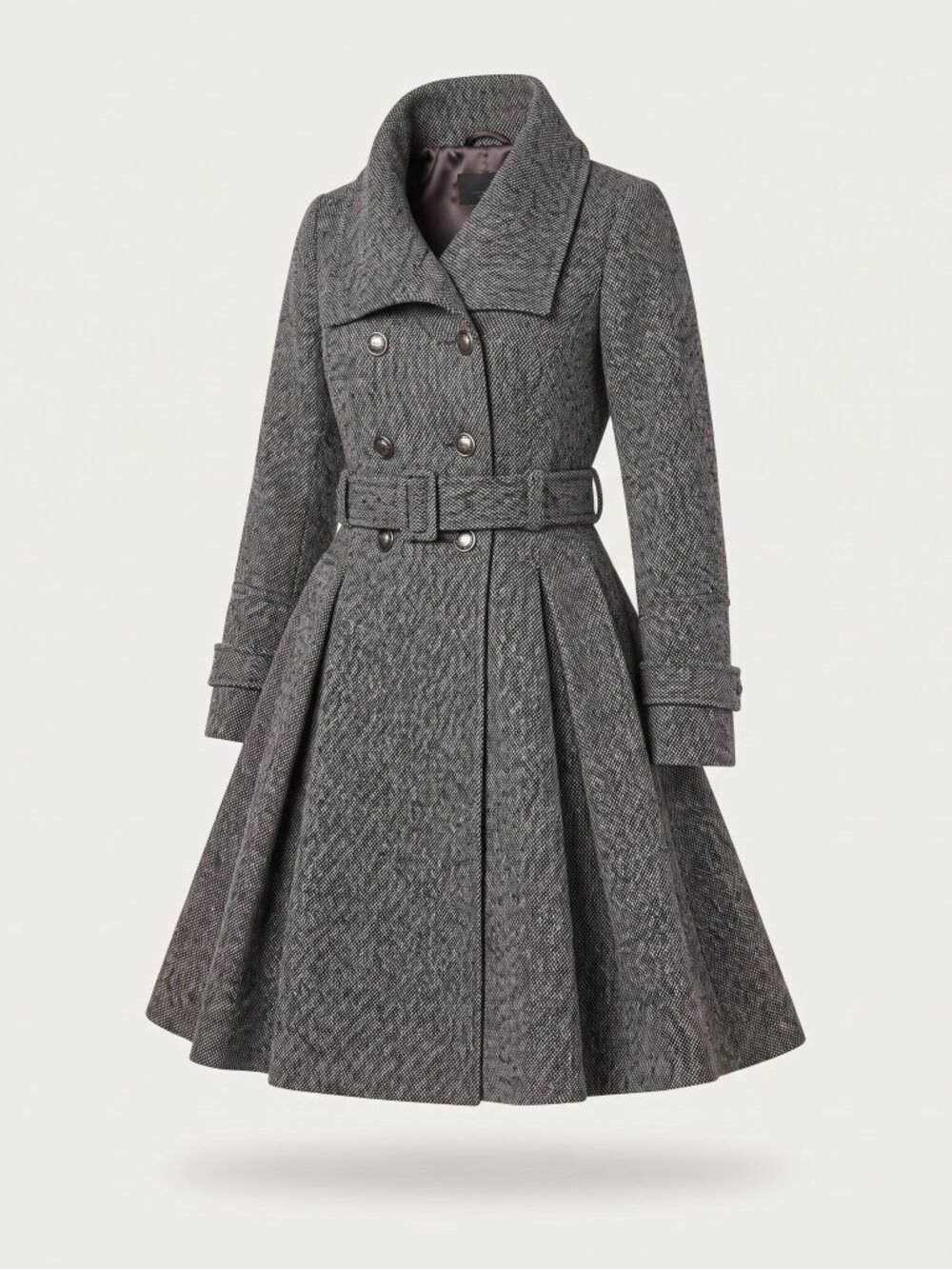 Vintage GUESS Los Angeles 1981 Grey Tweed Belted Wool Coat XSmall